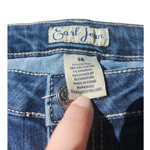 Earl Jean Women's Jeans Size 14 Blue Bootcut Embellished Rhinestone Pockets - Picture 7 of 9